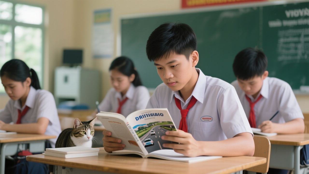 Học viên ôn luyện lý thuyết lái xe trước kỳ thi sát hạch