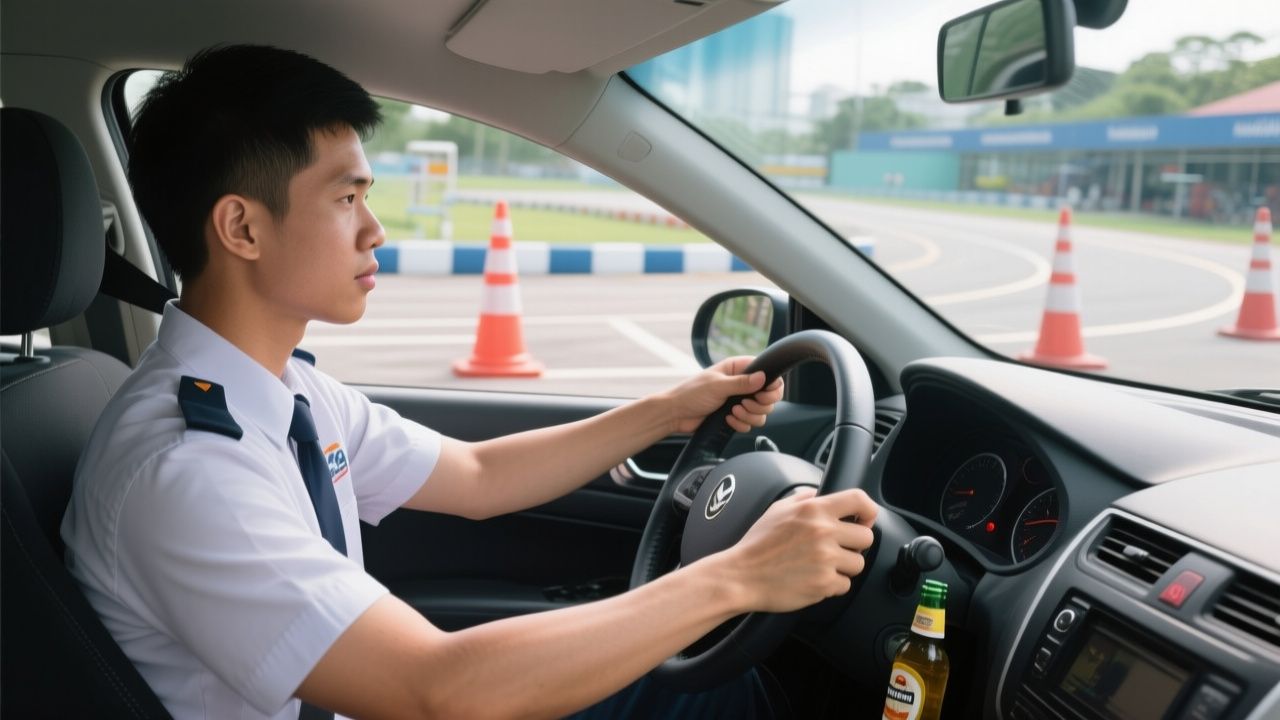 Học viên luyện tập lái xe số tự động trong bãi sa hình tại TP.HCM