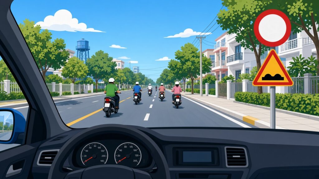 Biển báo trên đường khi lái xe