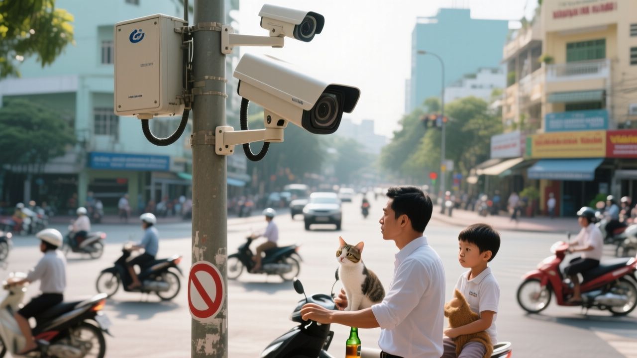 Camera phạt nguội giám sát xe máy trên đường phố TP.HCM