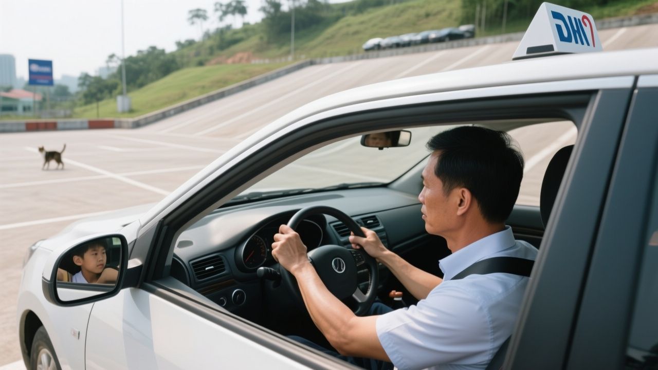 Học viên tập ghép ngang trên sân sát hạch
