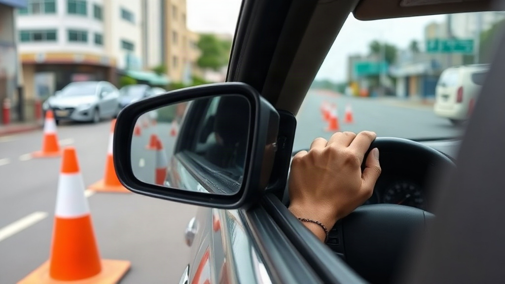 Học lái xe thực hành lùi ghép ngang chuẩn mốc gương tránh chạm cột