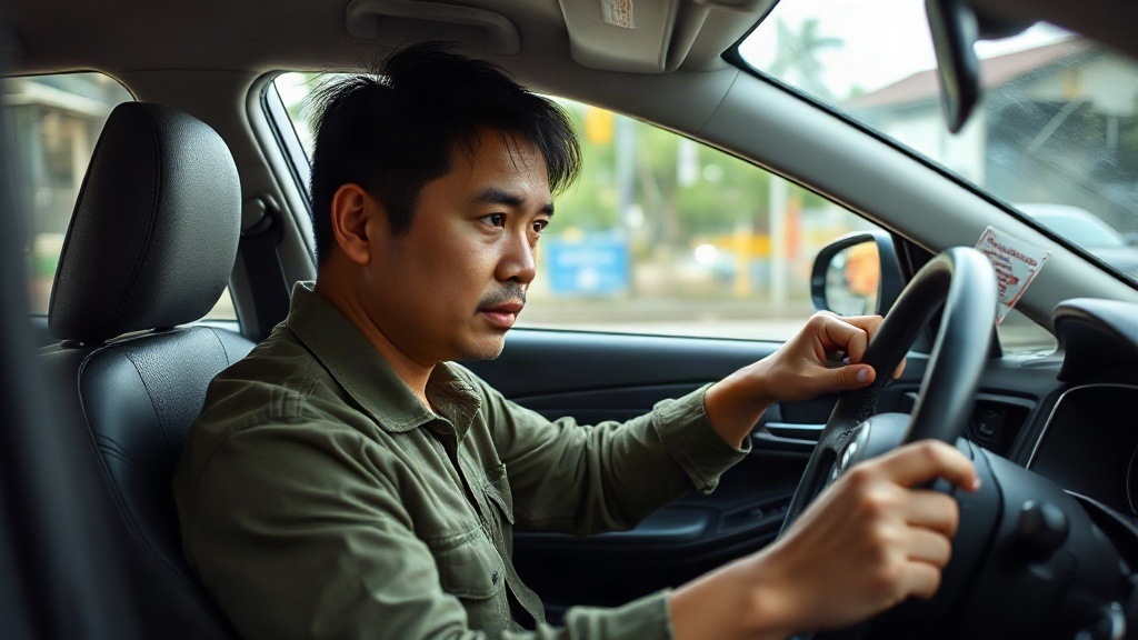 Học viên ôn lý thuyết lái xe hạng B trên điện thoại