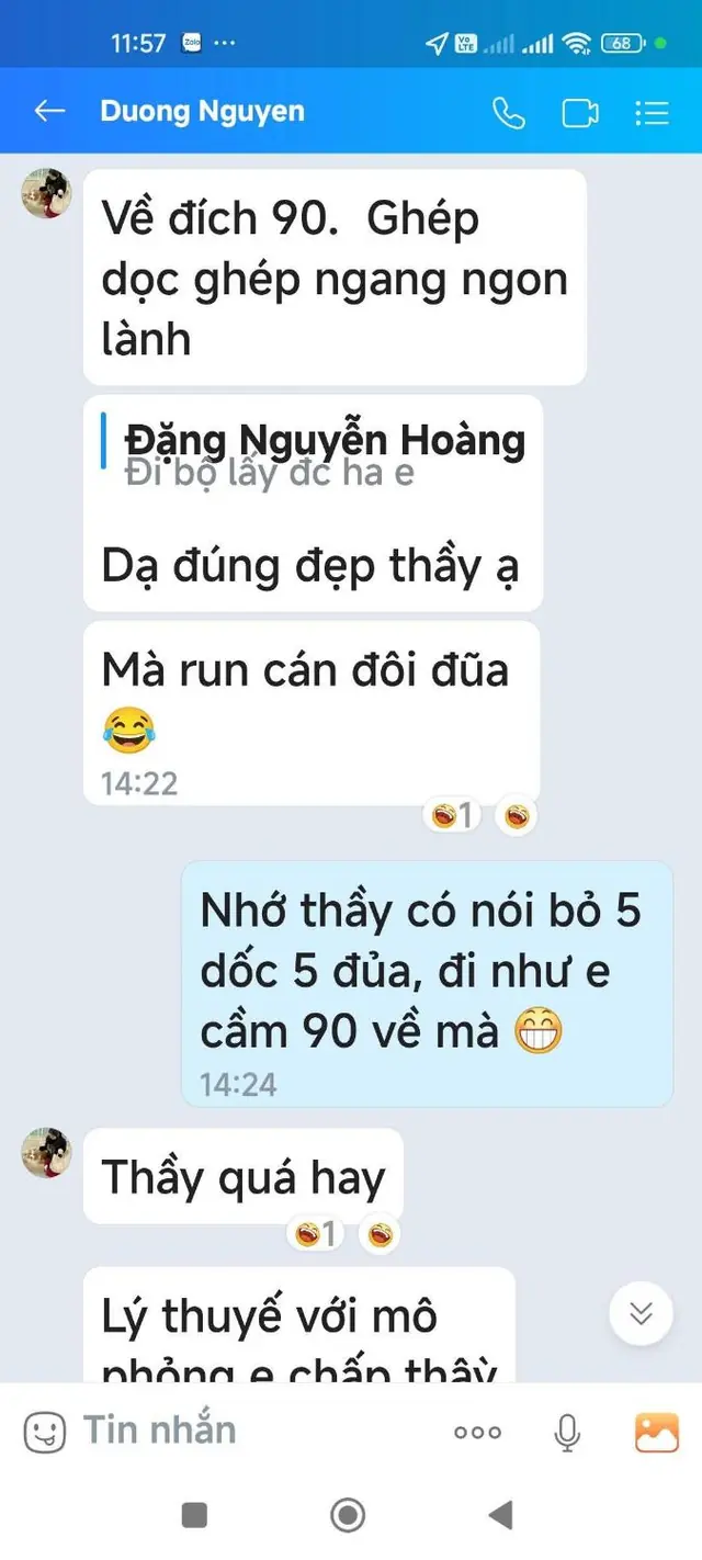 Tin nhắn Zalo học viên